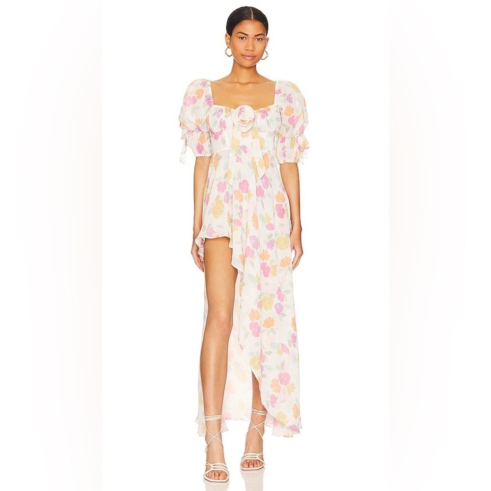 For Love & Lemons Petal Floral Midi Dress XS
